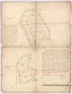Plan de deux pièces de bois taillis, Courtaumont, 1723-1729.