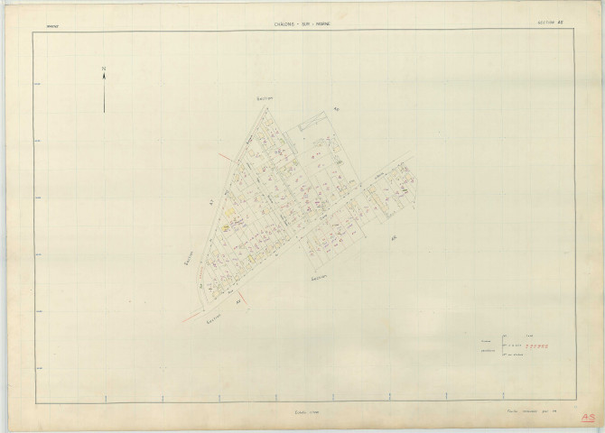 Châlons-en-Champagne (51108). Section AS échelle 1/1000, plan renouvelé pour 1964, plan régulier (papier armé)