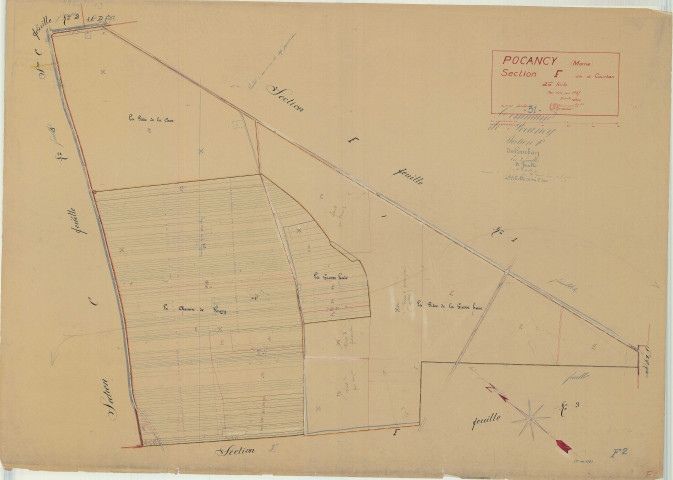 Pocancy (51435). Section F2 échelle 1/2500, plan mis à jour pour 1937, plan non régulier (papier)