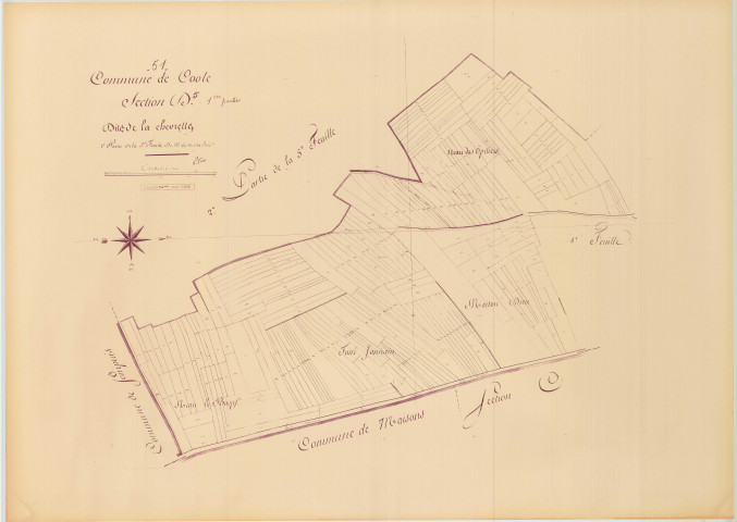Coole (51167). Section D5 1 échelle 1/2500, plan napoléonien sans date (copie du plan napoléonien, section D5 1e partie), plan non régulier (papier)