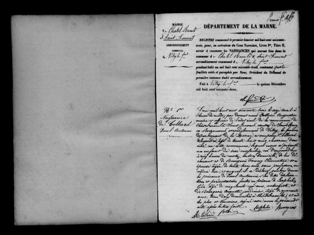 Châtelraould-Saint-Louvent. Naissances et tables décennales des naissances, mariages, décèsdes naissances, mariages, décès 1863-1872