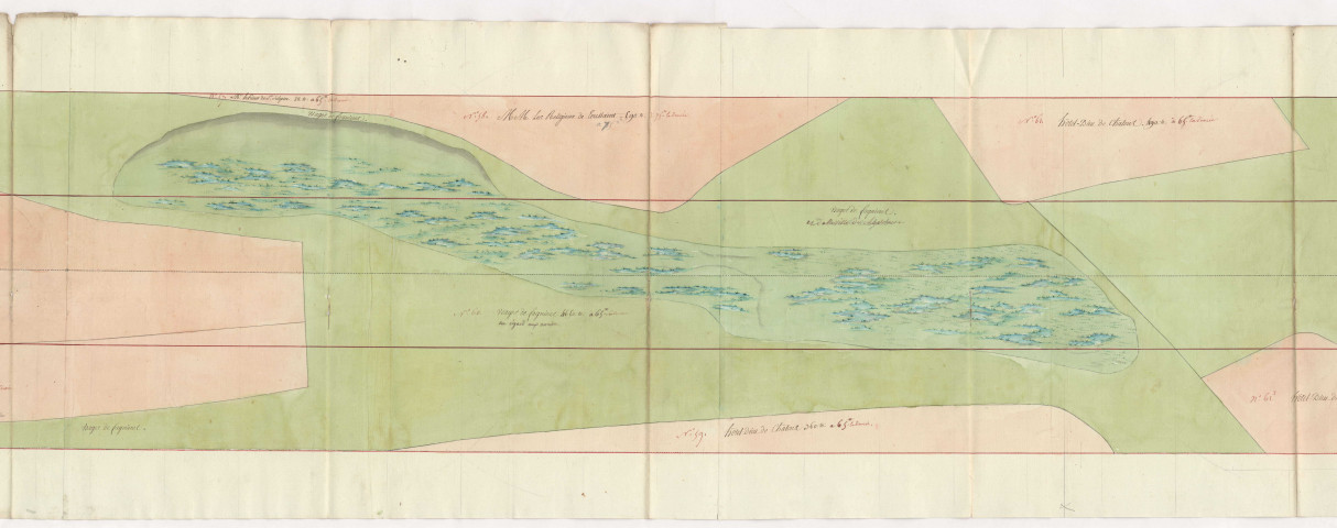 Châlons-sur-Marne. Plan des terrains à exproprier pour les abords du pont de Marne, 1788-1789.