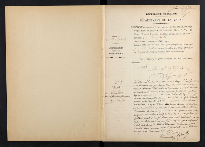 Tréfols. Décès 1893-1929