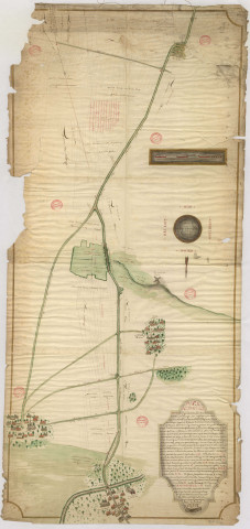 Plan et arpentage des limites entre les terroirs de Blanzy, Aire et Belham (1716), Hazart