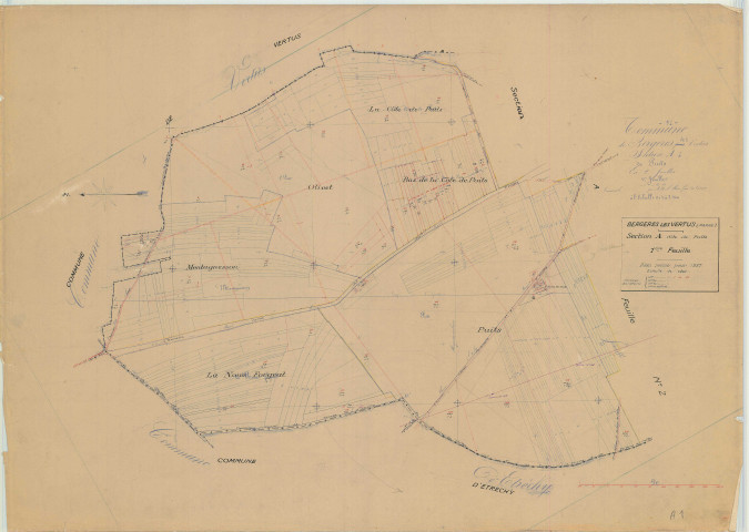 Bergères-lès-Vertus (51049). Section A1 échelle 1/2500, plan révisé pour 1937, plan non régulier (papier)