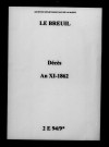 Breuil (Le). Décès an XI-1862