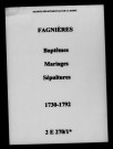 Fagnières. Baptêmes, mariages, sépultures 1730-1792