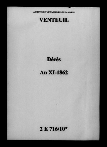 Venteuil. Décès an XI-1862