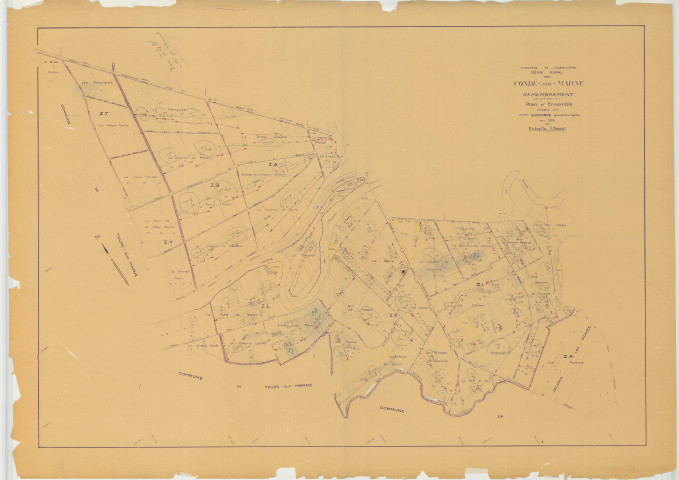 Condé-sur-Marne (51161). Tableau d'assemblage échelle 1/5000, plan remembré pour 1958 (Tableau d'assemblage 2e partie), plan régulier (papier)