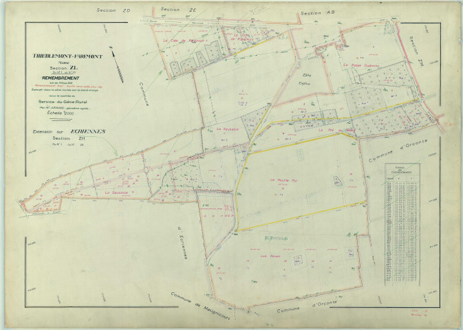 Thiéblemont-Farémont (51567). Section ZL échelle 1/2000, plan remembré pour 1967, plan régulier (papier armé)