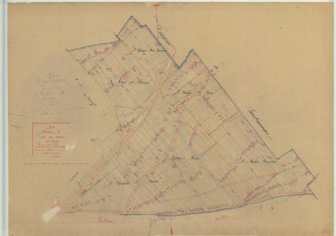 Isse (51301). Section B2 échelle 1/2500, plan mis à jour pour 1937, plan non régulier (papier)