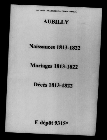 Aubilly. Naissances, mariages, décès 1813-1822