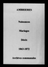 Ambrières. Naissances, mariages, décès 1863-1872