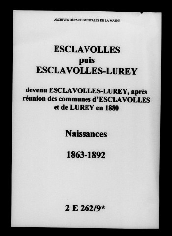 Esclavolles. Lurey. Esclavolles-Lurey. Naissances 1863-1892