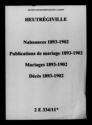 Heutrégiville. Naissances, publications de mariage, mariages, décès 1893-1902