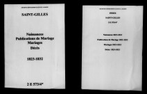 Saint-Gilles. Naissances, publications de mariage, mariages, décès 1823-1832