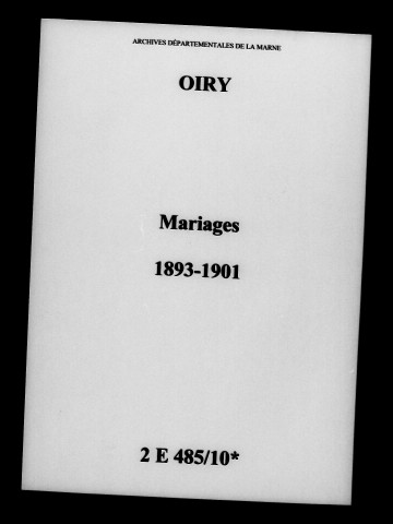 Oiry. Mariages 1893-1901