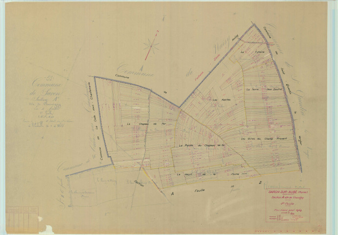 Saron-sur-Aube (51524). Section A1 échelle 1/2500, plan mis à jour pour 01/01/1949, non régulier (papier)
