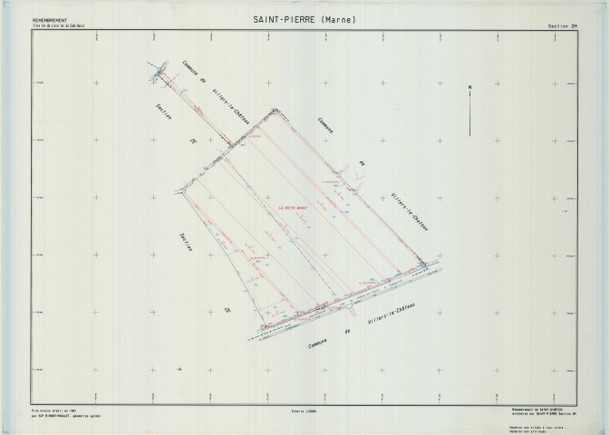 Saint-Pierre (51509). Section ZM échelle 1/2000, plan remembré pour 1991 (remembrement de Saint-Gibrien), plan régulier (calque)
