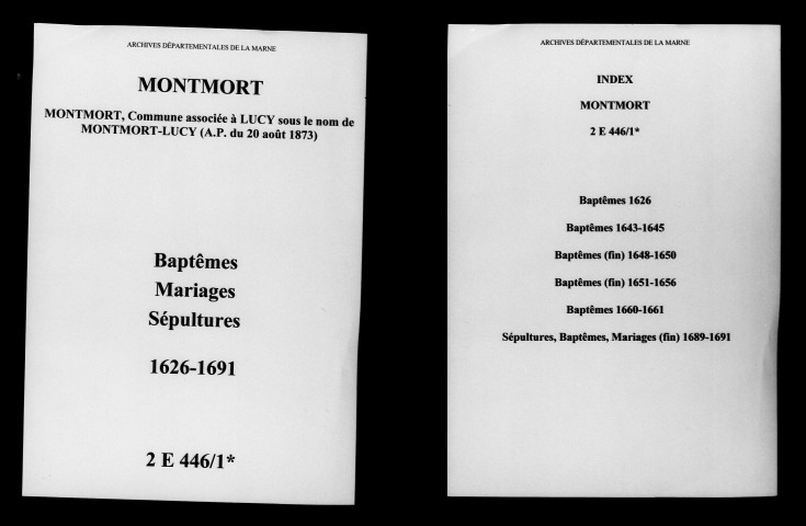 Montmort. Baptêmes, mariages, sépultures 1626-1691