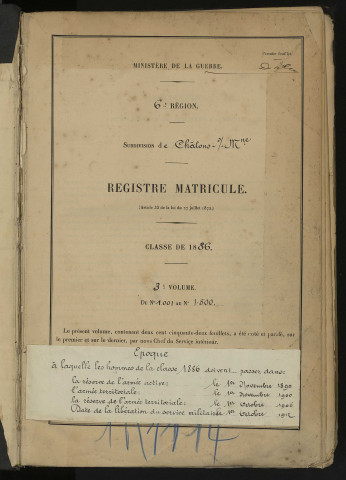 Registre matricule, n°1001-1500