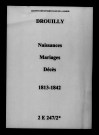 Drouilly. Naissances, mariages, décès 1813-1842