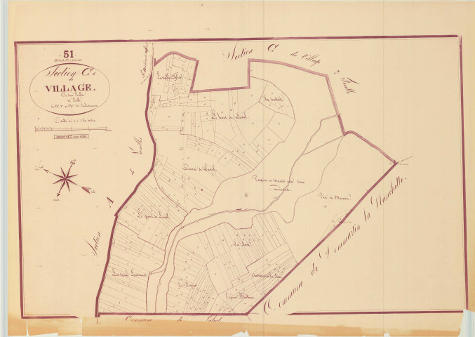 Braux-Sainte-Cohière (51082). Section C1 échelle 1/2500, plan napoléonien sans date (copie du plan napoléonien), plan non régulier (papier)