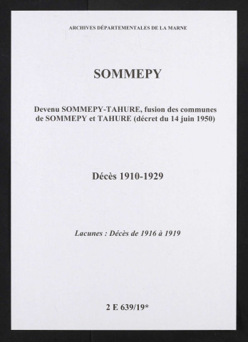 Sommepy. Décès 1910-1929
