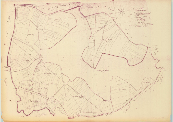 Giffaumont-Champaubert (51269). Section 269 B2 échelle 1/2000, plan napoléonien sans date (copie du plan napoléonien), plan non régulier (papier)