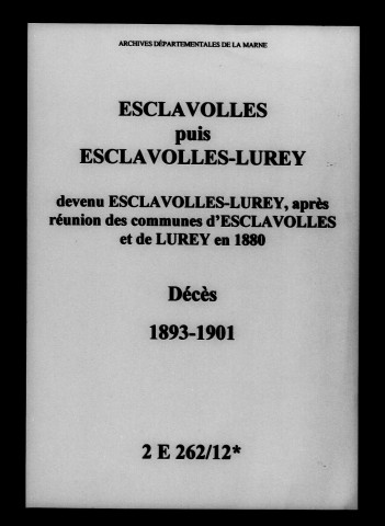 Esclavolles-Lurey. Décès 1893-1901