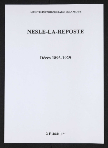 Nesle-la-Reposte. Décès 1893-1929