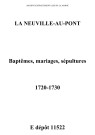 Neuville-au-Pont (La). Baptêmes, mariages, sépultures 1720-1730