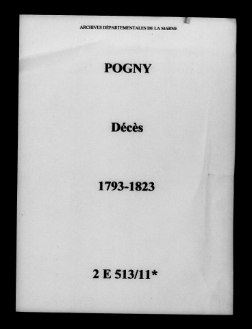 Pogny. Décès 1793-1823