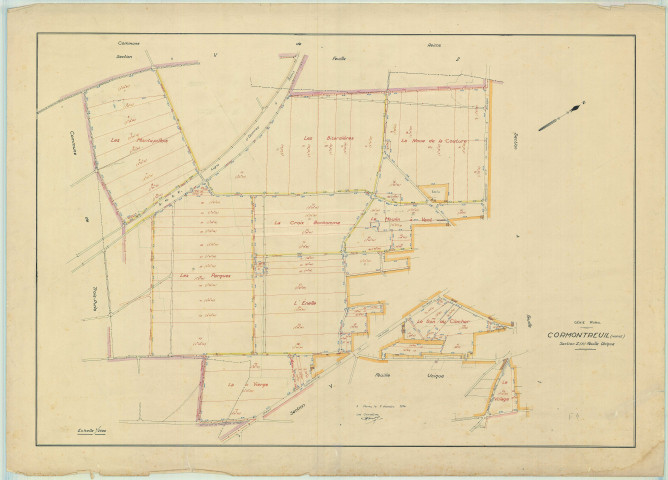 Cormontreuil (51172). Section ZA échelle 1/2500, plan remembré pour 1958, plan régulier (papier).