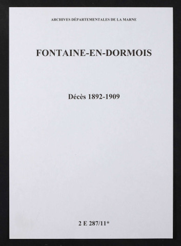 Fontaine-en-Dormois. Décès 1892-1909
