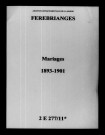Fèrebrianges. Publications de mariage, mariages 1893-1901
