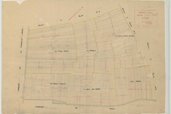 Marigny (51351). Section C4 échelle 1/2000, plan mis à jour pour 01/01/1938, non régulier (papier)