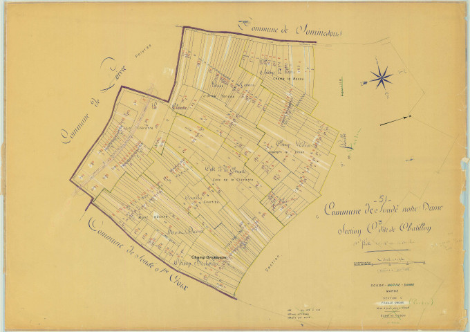 Soudé (51555). Soudé-Notre-Dame (51554). Section C 2 échelle 1/2500, plan mis à jour pour 1967 (section C1 2e partie), plan non régulier (papier)