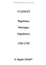 Clesles. Baptêmes, mariages, sépultures 1783-1792