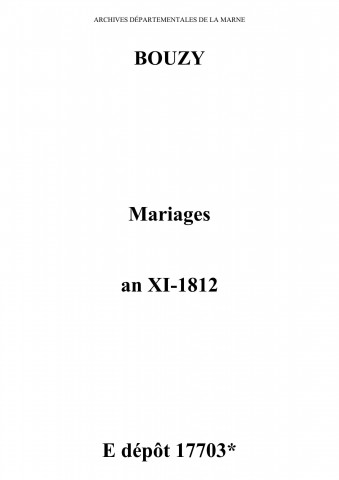 Bouzy. Mariages an XI-1812