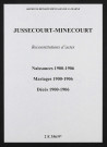 Jussecourt-Minecourt. Naissances, mariages, décès 1900-1906 (reconstitutions)