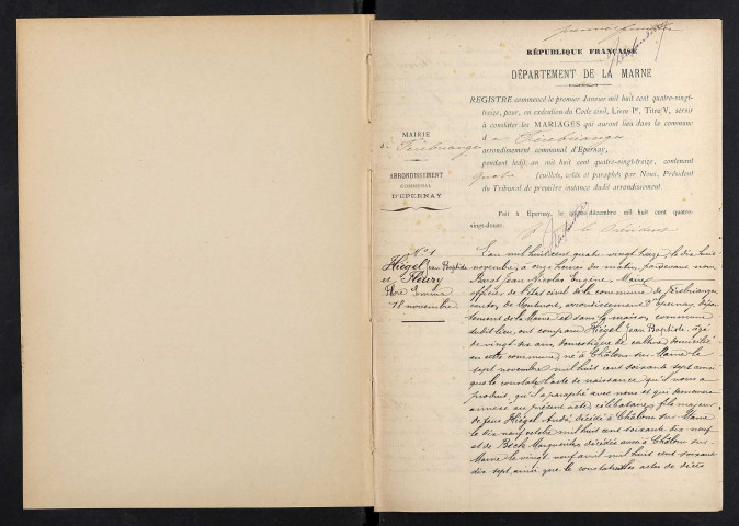 Fèrebrianges. Mariages 1893-1929