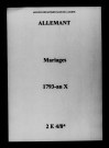 Allemant. Mariages 1793-an X