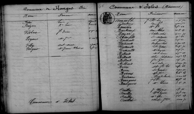 Isles-sur-Suippe. Table décennale 1863-1872