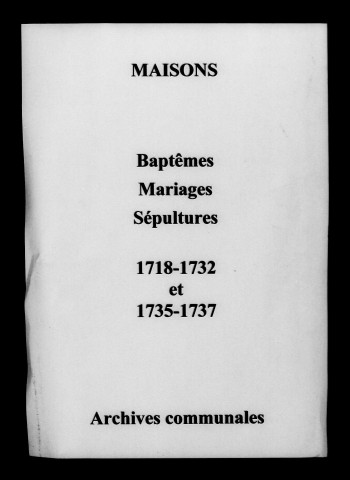 Maisons-en-Champagne. Baptêmes, mariages, sépultures 1718-1737