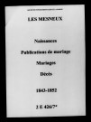 Mesneux (Les). Naissances, publications de mariage, mariages, décès 1843-1852