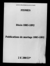 Fismes. Décès, publications de mariage 1883-1892