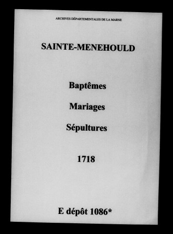 Sainte-Menehould. Baptêmes, mariages, sépultures 1718