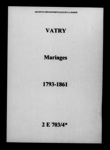 Vatry. Mariages 1793-1861