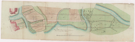 Plan des terrains traversés par le canal à ouvrir en amont du nouveau pont de Chaalons, 1788-1789.